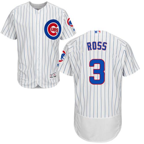 Cubs #3 David Ross White Flexbase Authentic Collection Stitched MLB Jersey - Click Image to Close